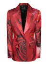 Roberto Cavalli Red Garden Rose Silk Jacket