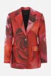 Roberto Cavalli Red Garden Rose Silk Jacket In Red