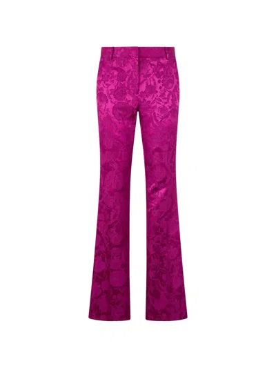 Roberto Cavalli Floral Jacquard Flared Pants In Pink