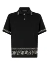 Roberto Cavalli Knitted Polo Shirt With Jacquard Pattern In Black