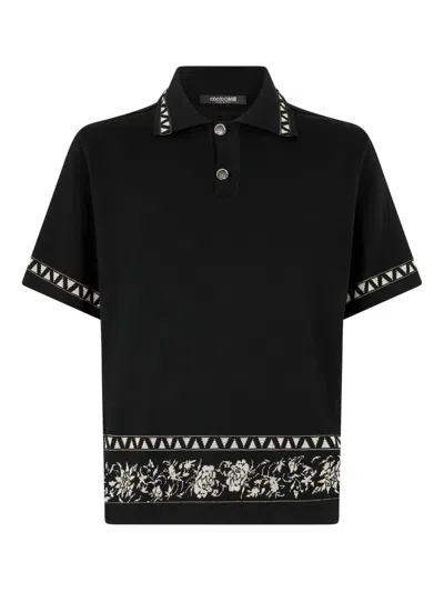 ROBERTO CAVALLI JACQUARD-MOTIF POLO SHIRT