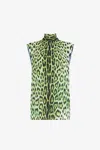 Roberto Cavalli Jaguar And Exotic Stripe-print Top In Light Green