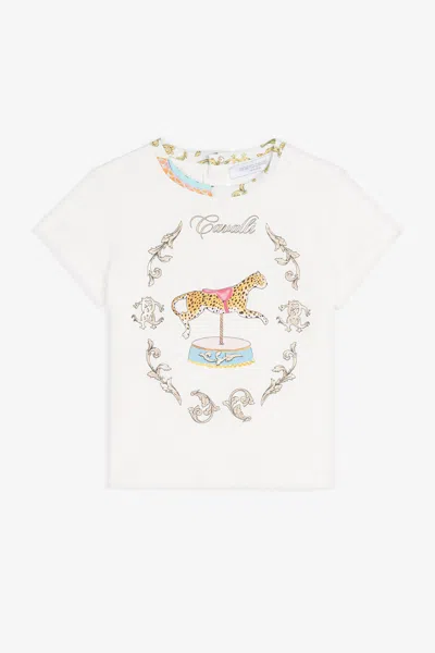 Roberto Cavalli Jaguar And Filigree-print T-shirt In White