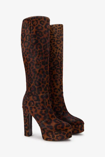 Roberto Cavalli Jaguar Boots With Platform Heel In Animal Print