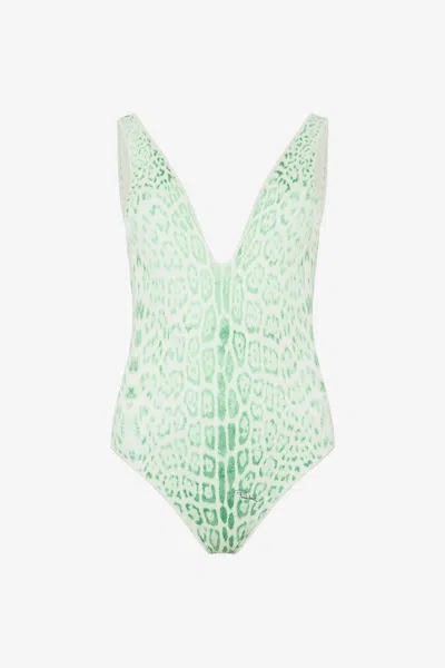 Roberto Cavalli Jaguar Mint Badeanzug In Green