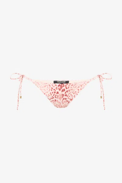 Roberto Cavalli Jaguar Pink Print Bikini Bottom In Multi