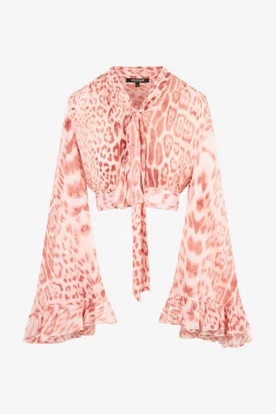 Roberto Cavalli Jaguar Pink Print Shirt