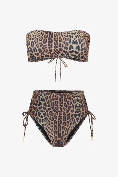 Roberto Cavalli Jaguar Print Bikini In Animal Print