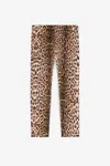 Roberto Cavalli Jaguar-print Cotton Leggings In Light Brown