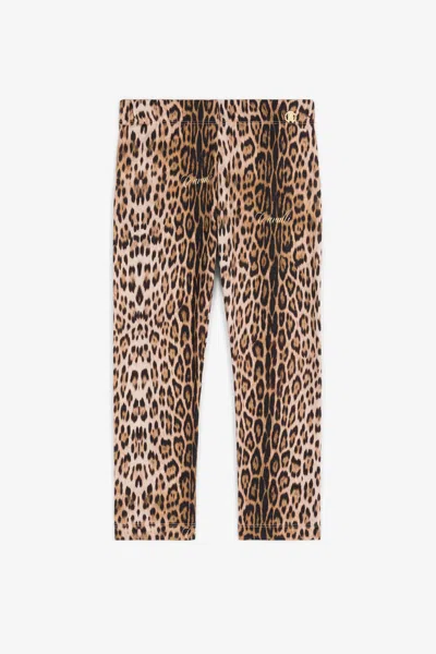 Roberto Cavalli Jaguar-print Cotton Leggings In Light Brown