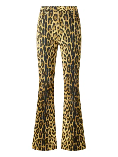ROBERTO CAVALLI JAGUAR-PRINT FLARED JEANS