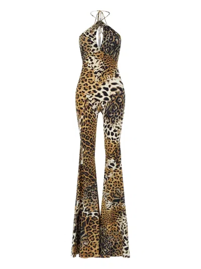 ROBERTO CAVALLI JAGUAR-PRINT JUMPSUIT
