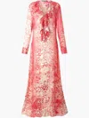 Roberto Cavalli Long Dress With Ruffle And Jaguar Skin Print In Red