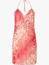 Roberto Cavalli Mini Dress With Jaguar Skin Print In Red
