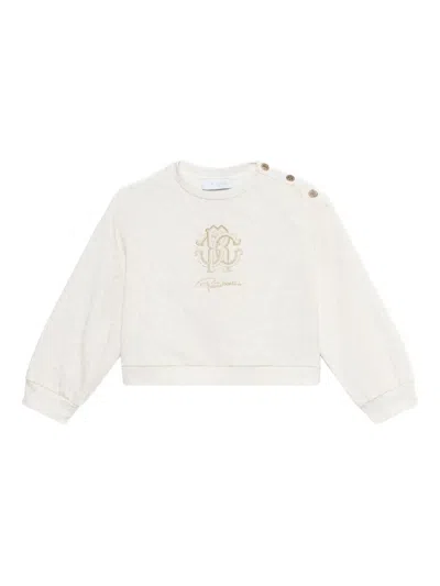 Roberto Cavalli Kids' Jaguar-print Sweatshirt In White