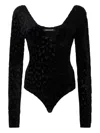 Roberto Cavalli Black Bodysuit With Jaguar Skin Pattern In Black
