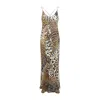 Roberto Cavalli Leopard Print Draped Dress With Open Back In Animal Print