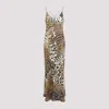 Roberto Cavalli Womens Naturale Animal-print Open-back Silk Maxi Dress In Neutral