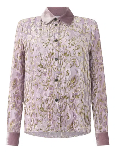 Roberto Cavalli Jaguar Skin-jacquard Shirt In Multi