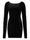 Roberto Cavalli Animal Print Fitted Dress With Long Sleeves In Black