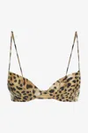 Roberto Cavalli Jaguar Skin Print Bikini Top In Light Brown