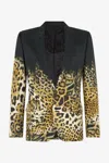 Roberto Cavalli Jaguar Skin Print Blazer In Light Brown