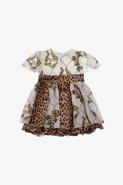 Roberto Cavalli Jaguar Skin Print Dress In Light Brown