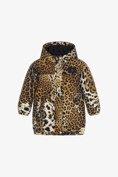 Roberto Cavalli Kids' Jaguar Skin Print Outwear In Light Brown
