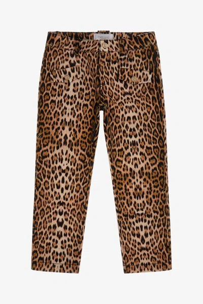 Roberto Cavalli Jaguar Skin Print Pants In Light Brown