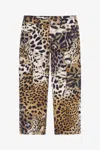 Roberto Cavalli Jaguar Skin Print Pants In Light Brown