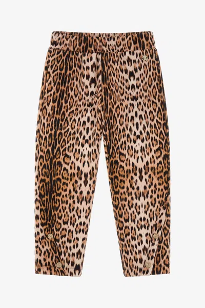 Roberto Cavalli Jaguar Skin Print Pants In Light Brown