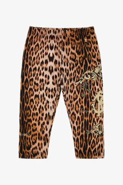 Roberto Cavalli Jaguar Skin Print Pants In Light Brown