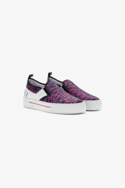 Roberto Cavalli Jaguar Skin Print Slip On In Purple