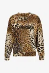 Roberto Cavalli Jaguar Skin-print Cotton Sweatshirt In Light Brown