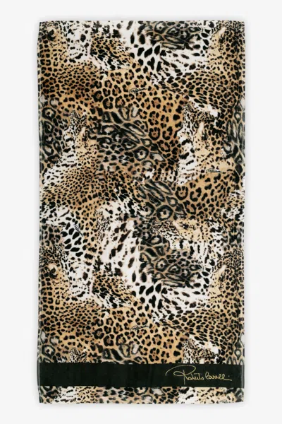 Roberto Cavalli Jaguar Skin Print Towel Set In Animal Print