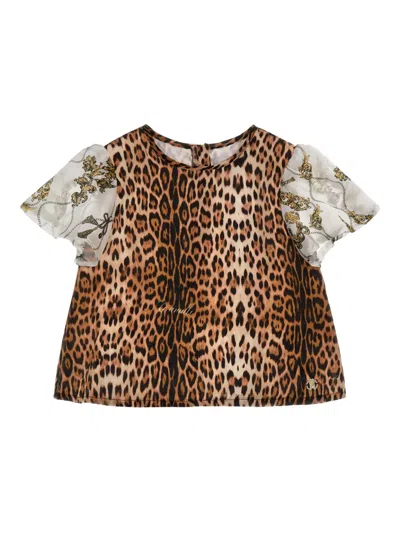 Roberto Cavalli T-shirt Mit Jaguar-print In Brown