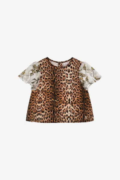 Roberto Cavalli Jaguar Skin Printed T-shirt In Light Brown