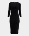 Roberto Cavalli Jaguar Velvet Long-sleeve Sheath Dress In Black