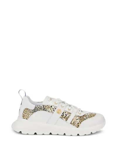 Roberto Cavalli Jaguar-print Logo-plaque Sneakers In White
