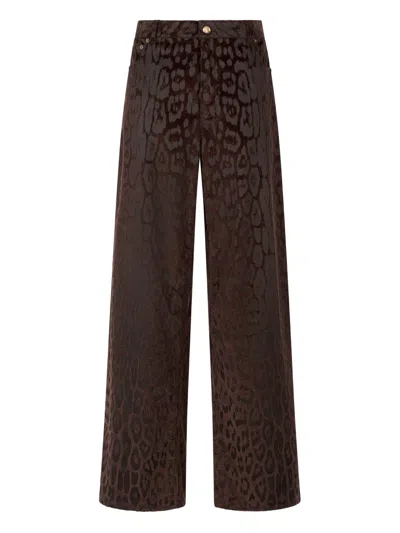 Roberto Cavalli Jaguear-print Corduroy Trousers In Black