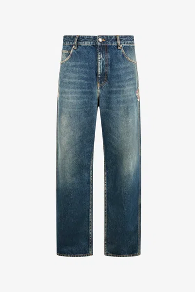 Roberto Cavalli Washed Denim Jeans In Blue