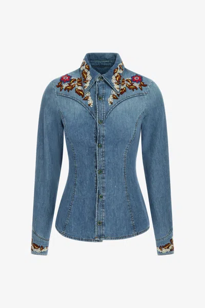 Roberto Cavalli Jeans Blouse In Blue