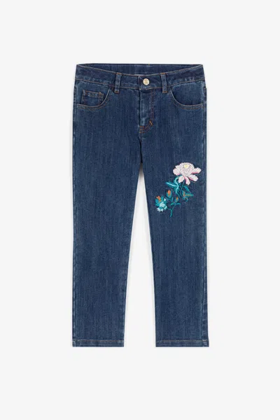 Roberto Cavalli Floral-embroidered Jeans In Blue