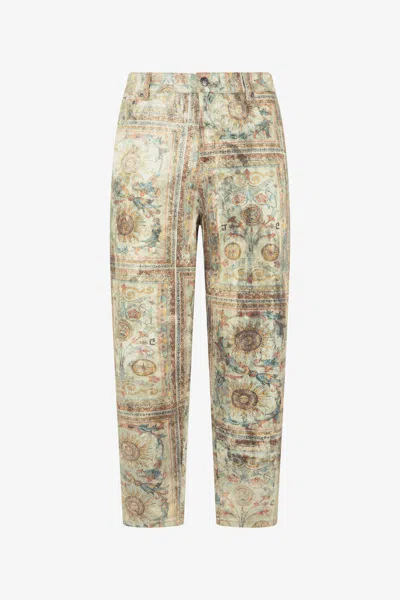 Roberto Cavalli Persian Tarot Print Jeans In Brown