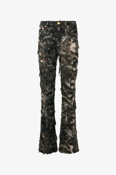 Roberto Cavalli Jeans Mit Silver Fur Print In Black/beige