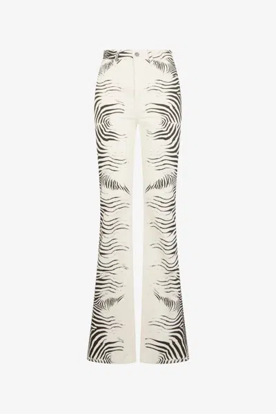 Roberto Cavalli Zebra Print Jeans In White