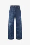 Roberto Cavalli Jeans With Dragon And Floral Motif In Blue