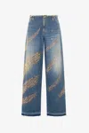 Roberto Cavalli Jeans With Rhinestoned Zebra Pattern In Blu Scuro 193921