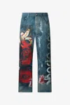 Roberto Cavalli Jeans With Rose And Snake Print