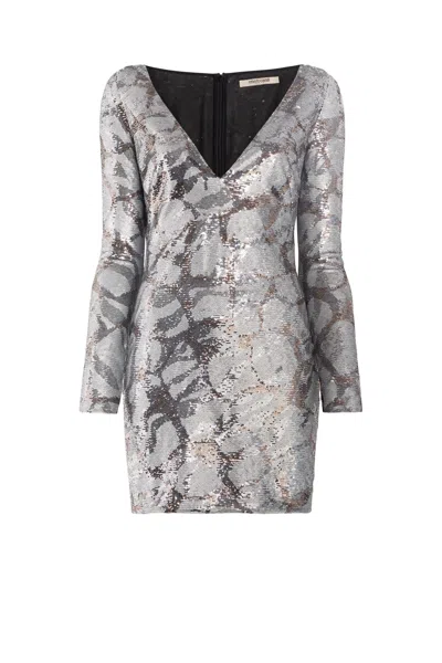 Roberto Cavalli Jewel Dress In Silver